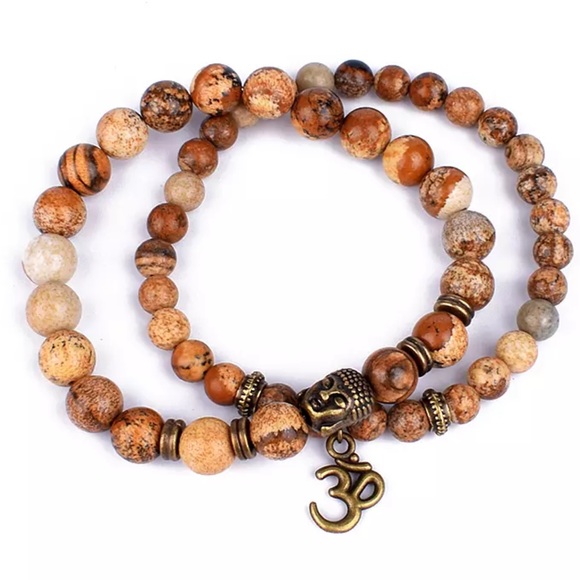 Set of two natural landscape Jasper bracelets - Picture 3 of 6